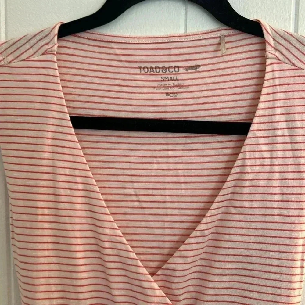 Toad & Co Red and Off White Striped Wrap Dress size Small - Picture 5 of 8